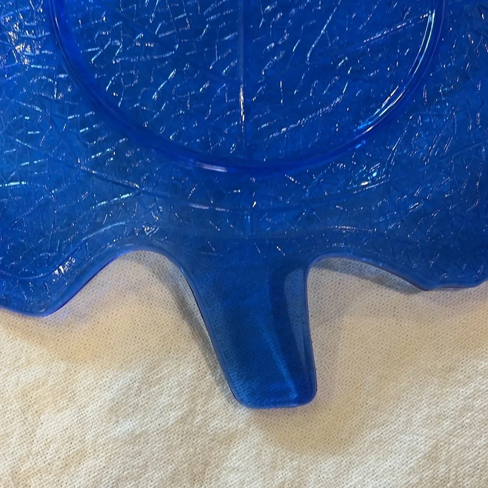 Blue Glass Leaf Plate